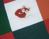 Fox Cashmere Baby Blanket Made to Order - your color choices - fox & mushroom appliques - Heirloom quilt upcycled sweaters. Baby Shower Gift