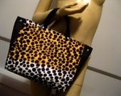 Upcycled Leopard Poly and Glitter "D" Top Handle Bag