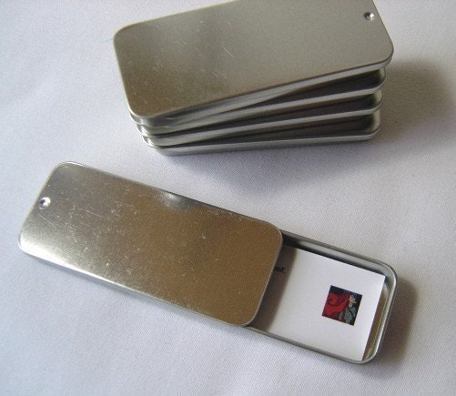 2 LARGE slide top tins MOO card tins