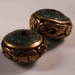 Beads Turquoise Inlay Hand Made Gold from Nepal