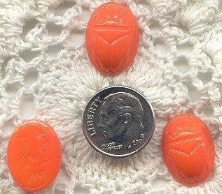 Vintage\/Antique Orange Glass Scarabs 