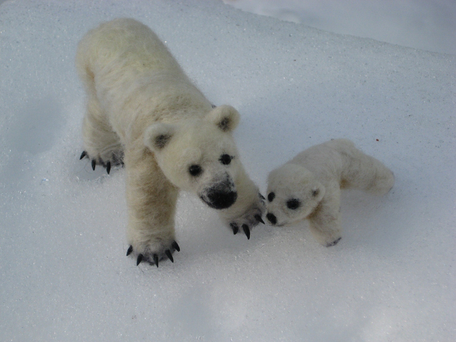 Needle Felted Polar Bear Sculptures by Teddy Bear Review Artist GERRY-Lifelike-Poseable