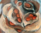 Original acrylic painting on 10 x 10 canvas, Illinois Bundleflower seed pod, titled "Layer"