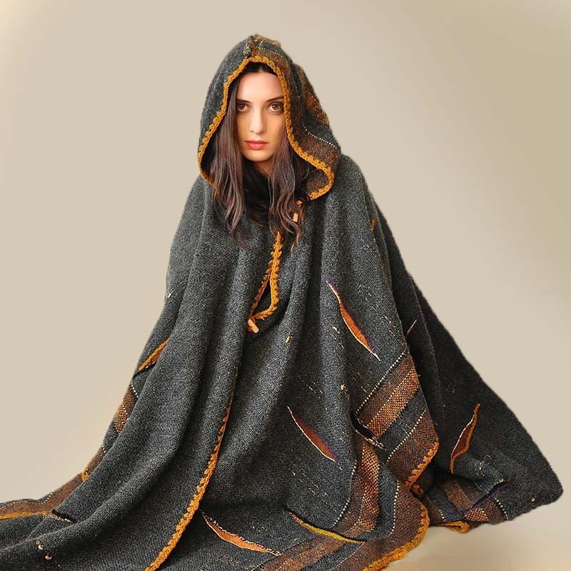 Dark Gray Handwoven Poncho (Sold - Accepting custom orders)
