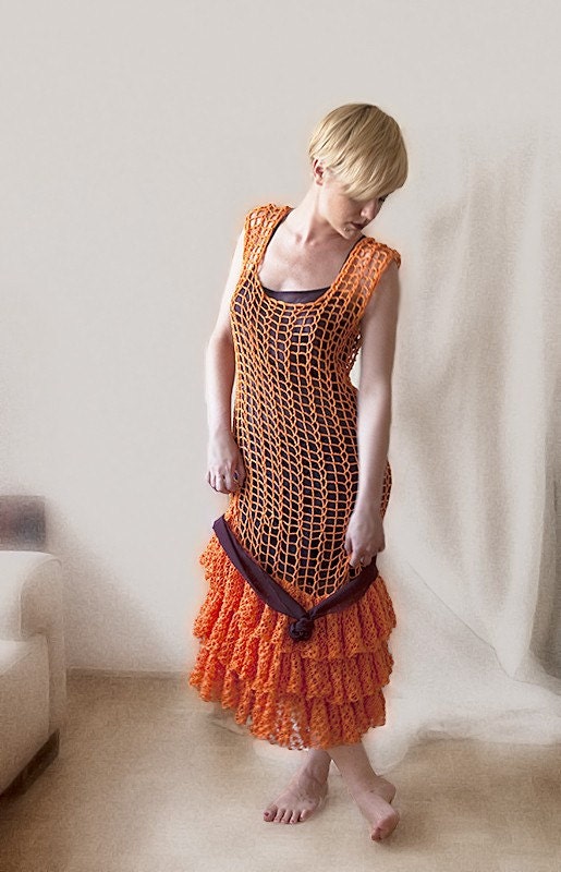 Orange Crochet Dress