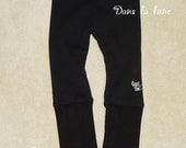 Kids spats in black (Toddler)  with cute cat embroidery - Size for 4Y