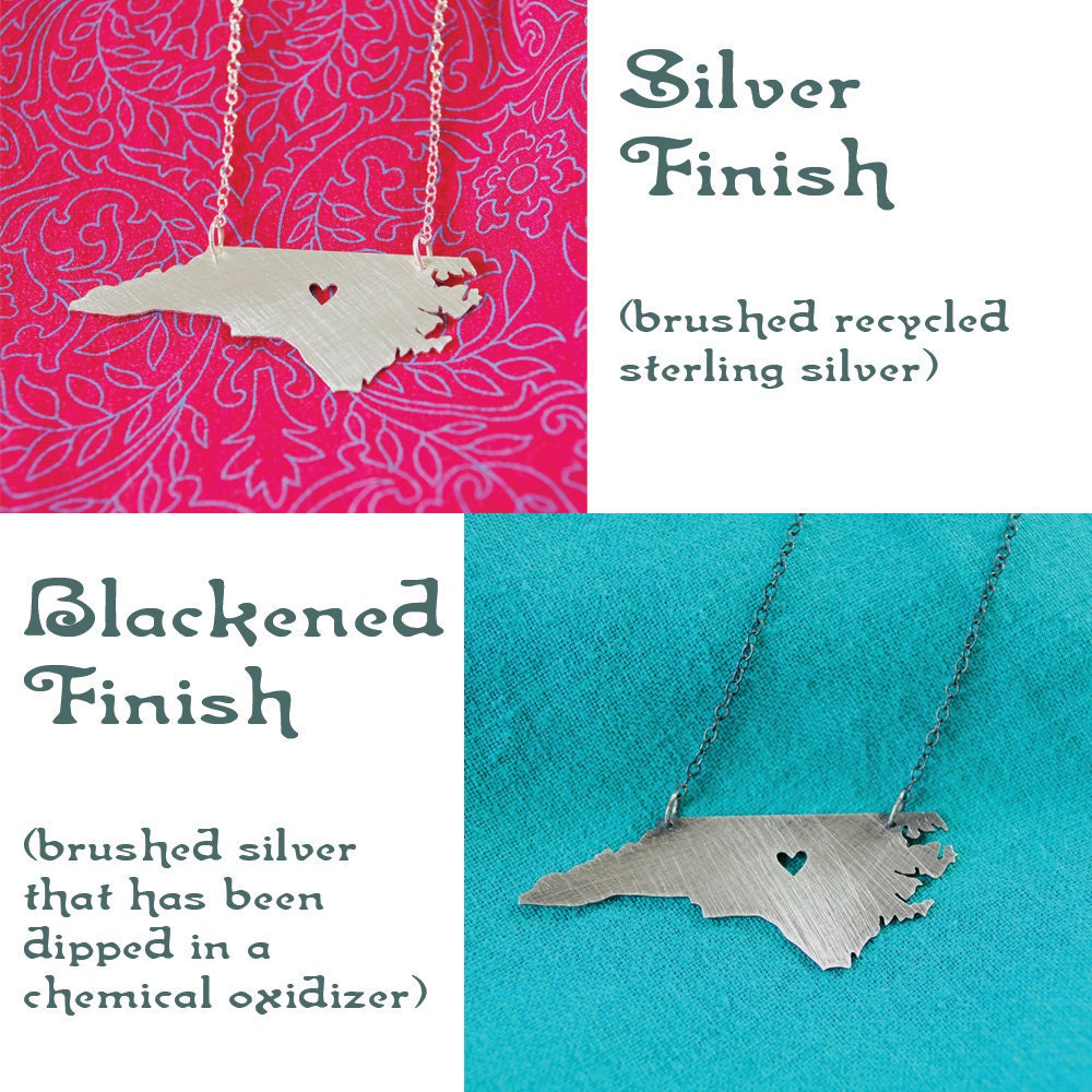 NC Necklace with Heart over Asheville Buncombe County in either finish