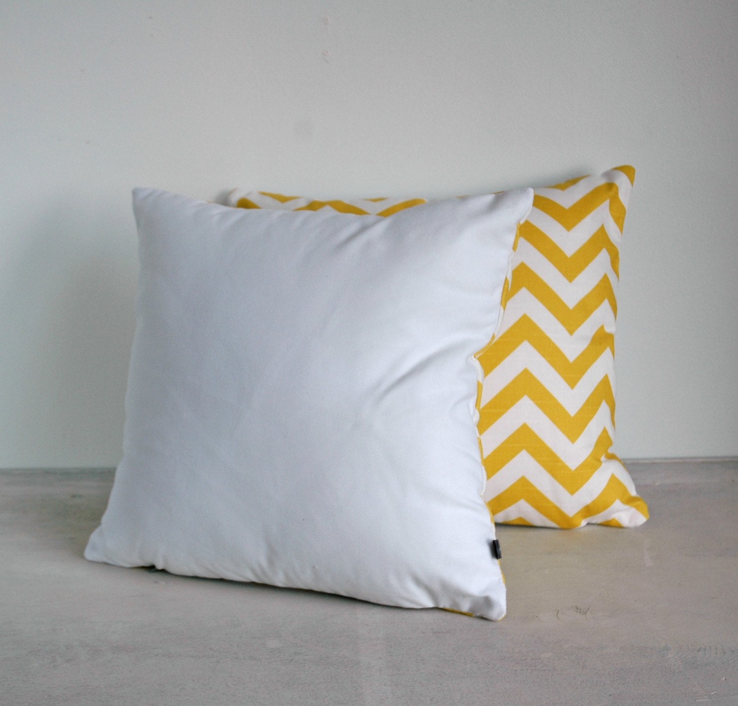 White & Yellow ZigZag Print Pillow