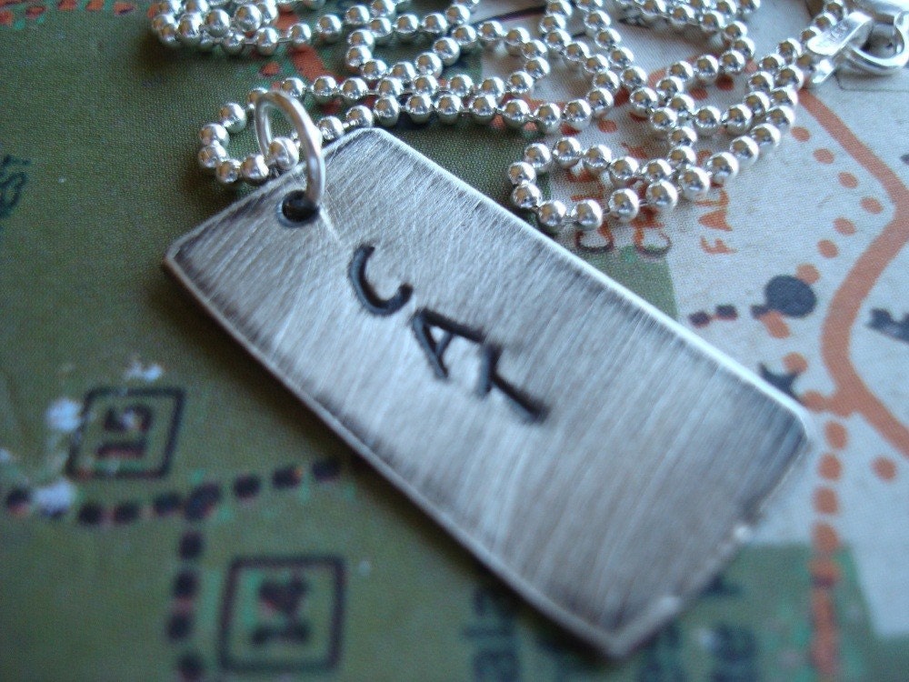 hand stamped personalized single WIDE tag handstamped sterling silver name necklace...