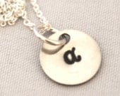 hand stamped personalized handstamped initial disc charm necklace TINY ...