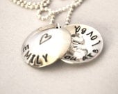 hand stamped personalized handstamped small faux locket necklace LILY ...