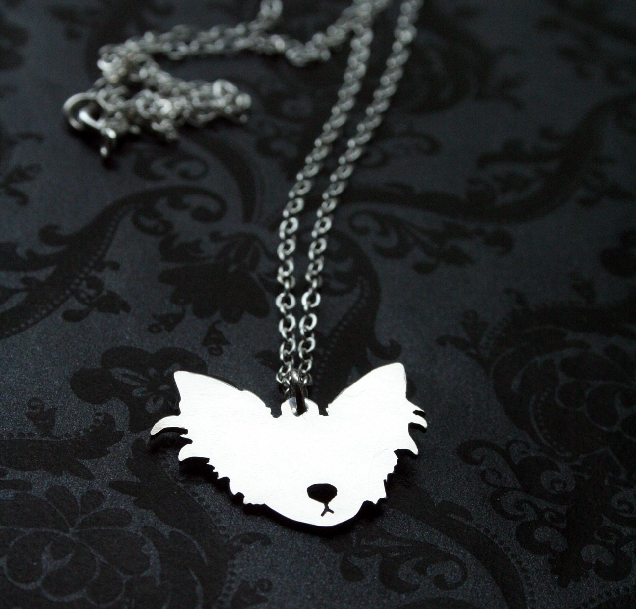 Sterling Long Haired Chihuahua Necklace
