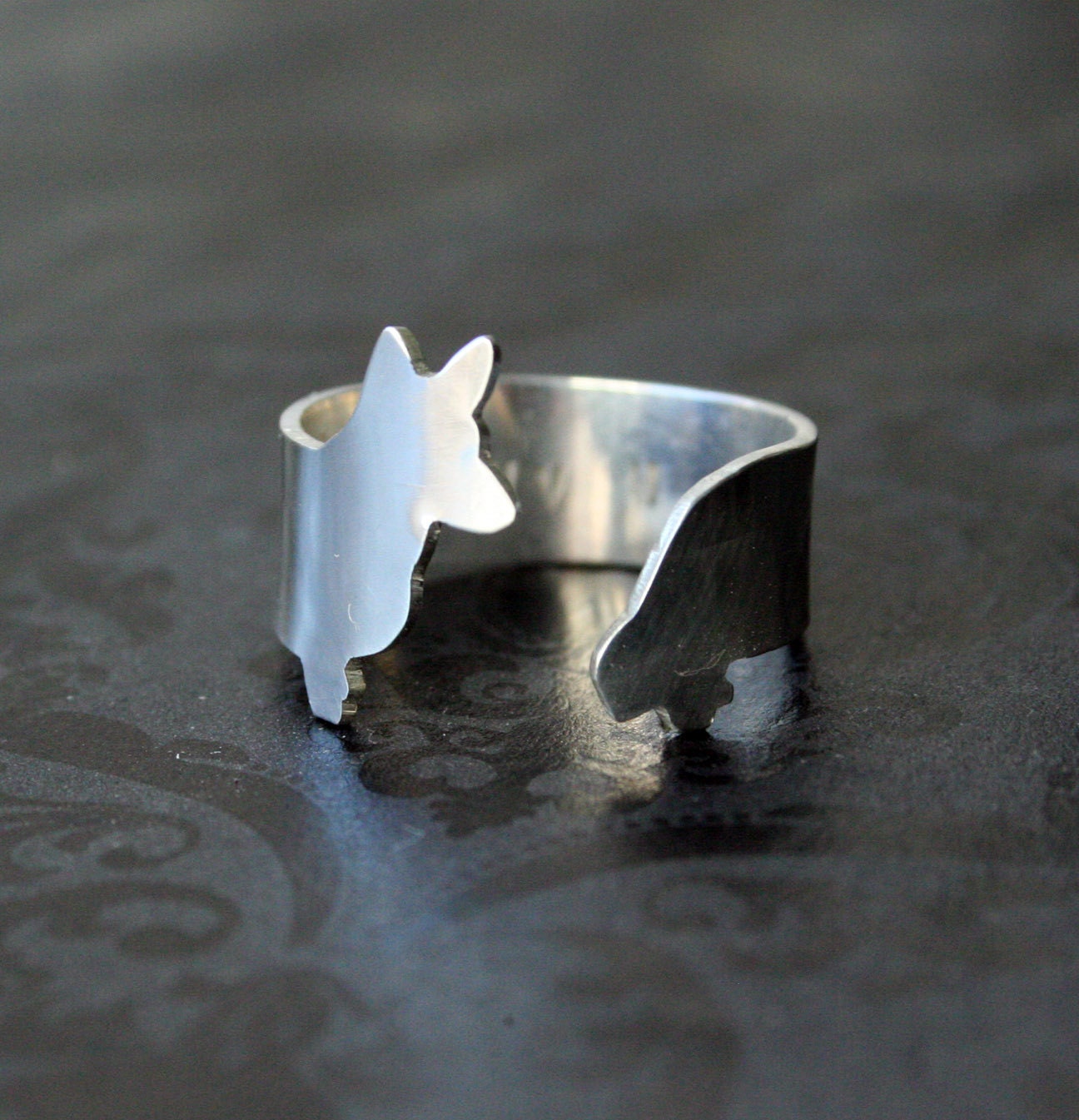 Corgi Argentium Sterling Silver Dog Ring