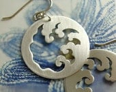 The Great Waves off Kanagawa sterling silver earrings - Japanese inspired, simple powerful design - saw pierced by hand