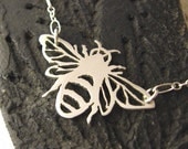 Apis mellifera  - Honey bee sterling silver necklace - nature lover, garden friend - saw pierced by hand, handmade with love