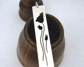 Poppies sterling silver bar necklace - 16 or 18" chain included - Remembrance Day, nature, saw pierced by hand, made with love