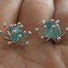 Rough apatite sea anemone stud earrings, raw gemstone, gorgeous watery-blue, OOAK