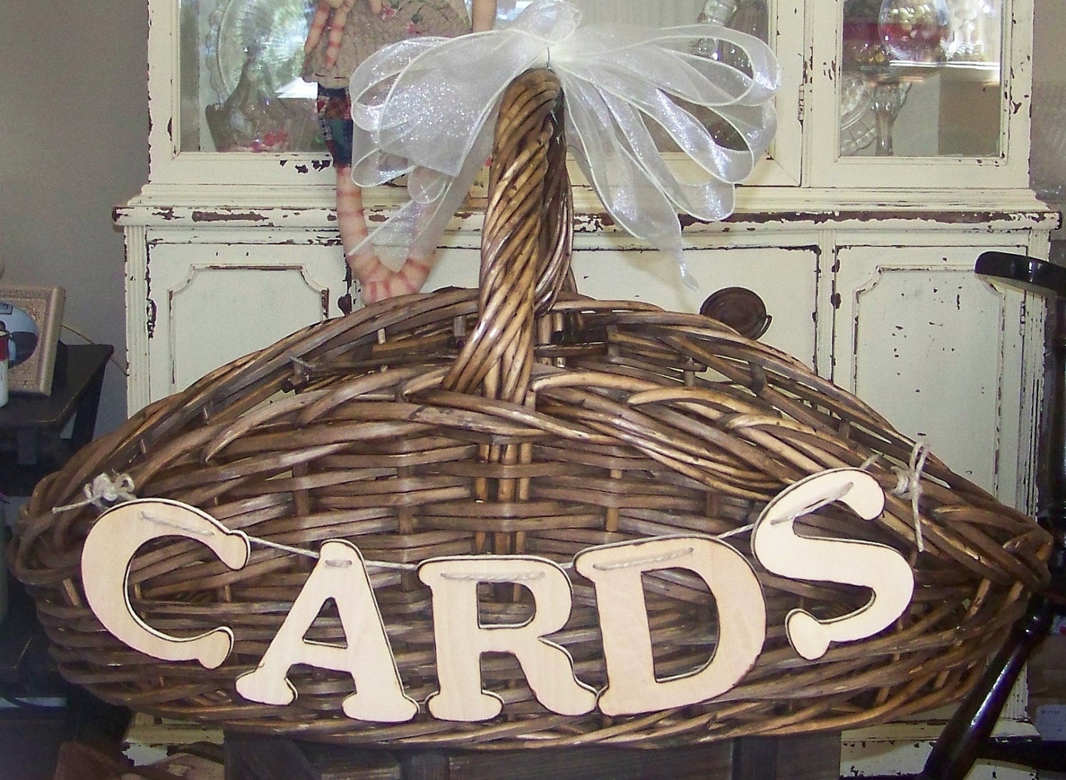 Rustic Wedding Card Basket-Large with Wooden Letters
