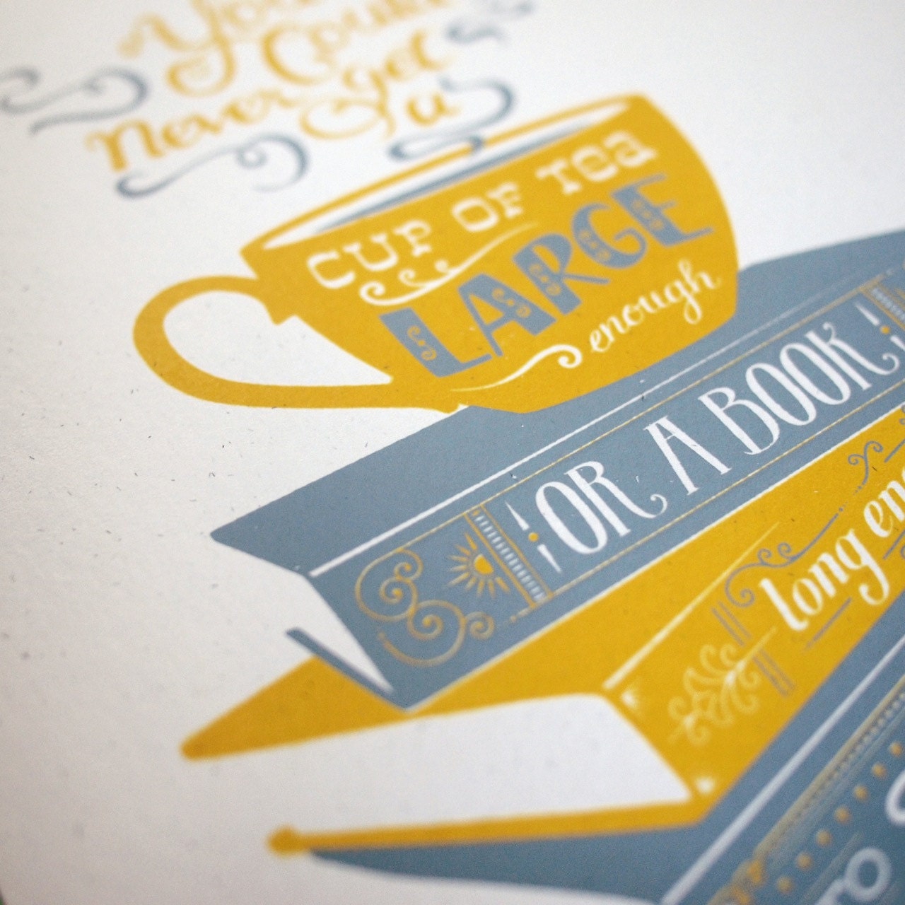 Tea and Books - CS Lewis quotation illustration print