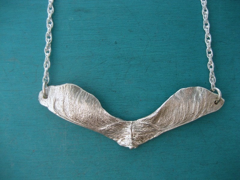 Samara  maple seed necklace in sterling silver