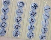 ALPHABET BUTTONS self adhesive scrapbook altered art embellishments DESTASH LOT of 35 new in package baby BLUE colored