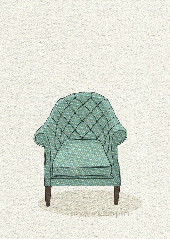 tufted chair (teal wave) - 5x7 print