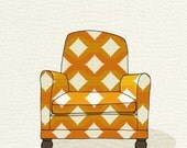 modern chair 1 (yellow lattice) - 5x7 print