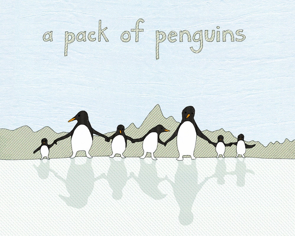 a pack of penguins - limited edition print 4/100