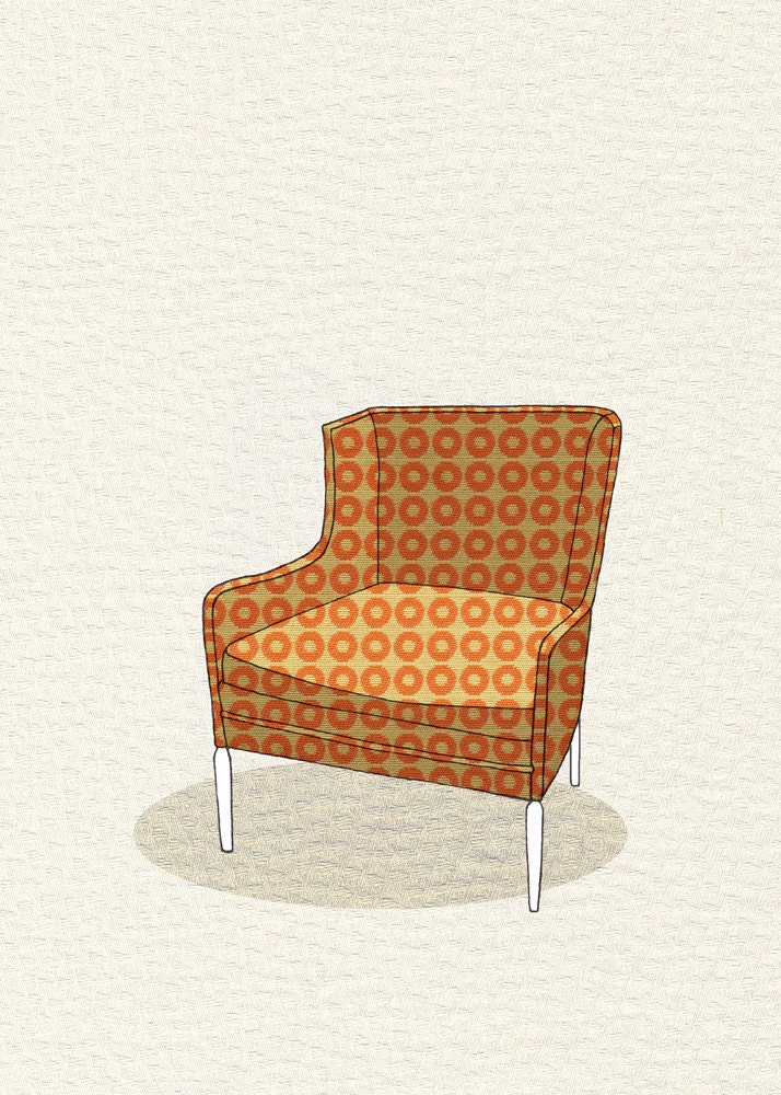 modern chair 3 (orange dot) - 5x7 print