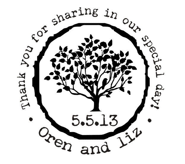 Tree rubber stamp thank you for sharing in our special day wedding favors --2608