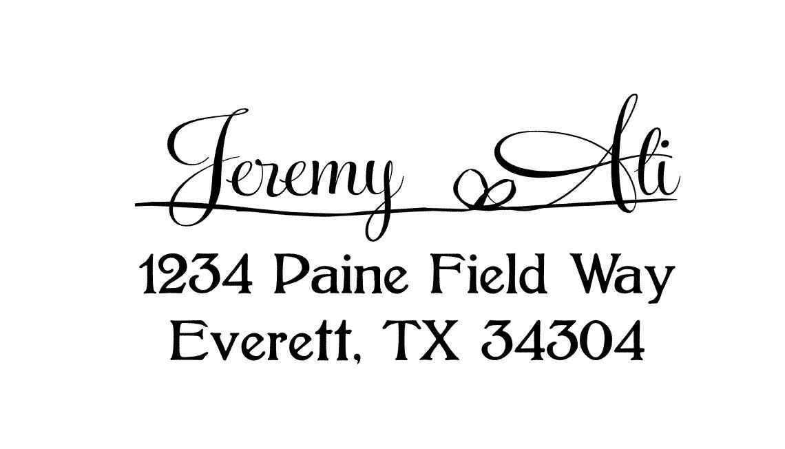 Return Address Stamp - Custom Return Address Rubber Stamp with a handwritten script font clear block --2437