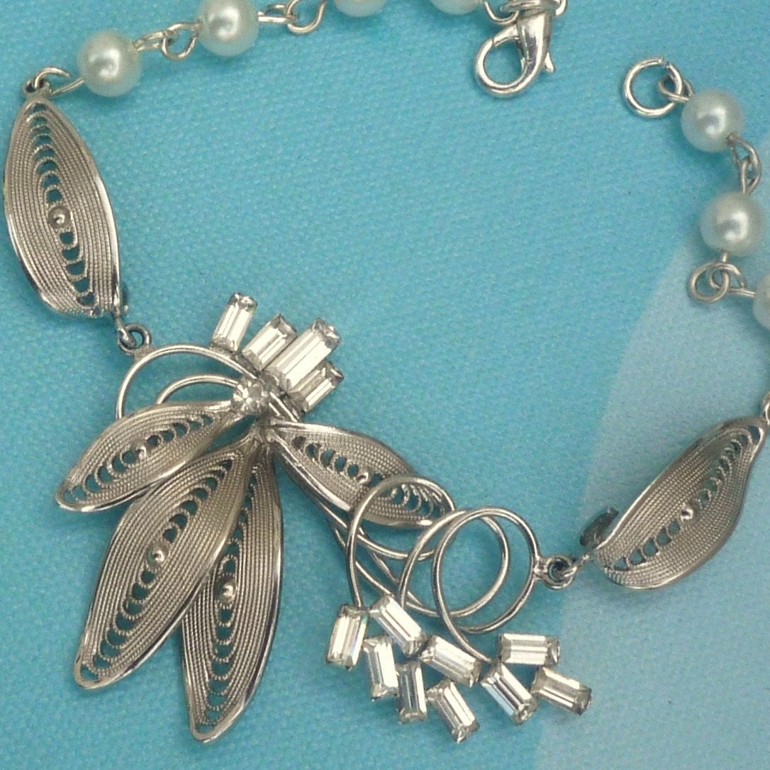 Repurposed Vintage Clear Rhinestone Bracelet