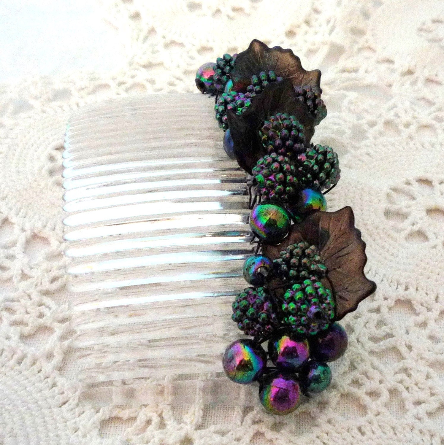 Blackberries With Leaves Hair Comb