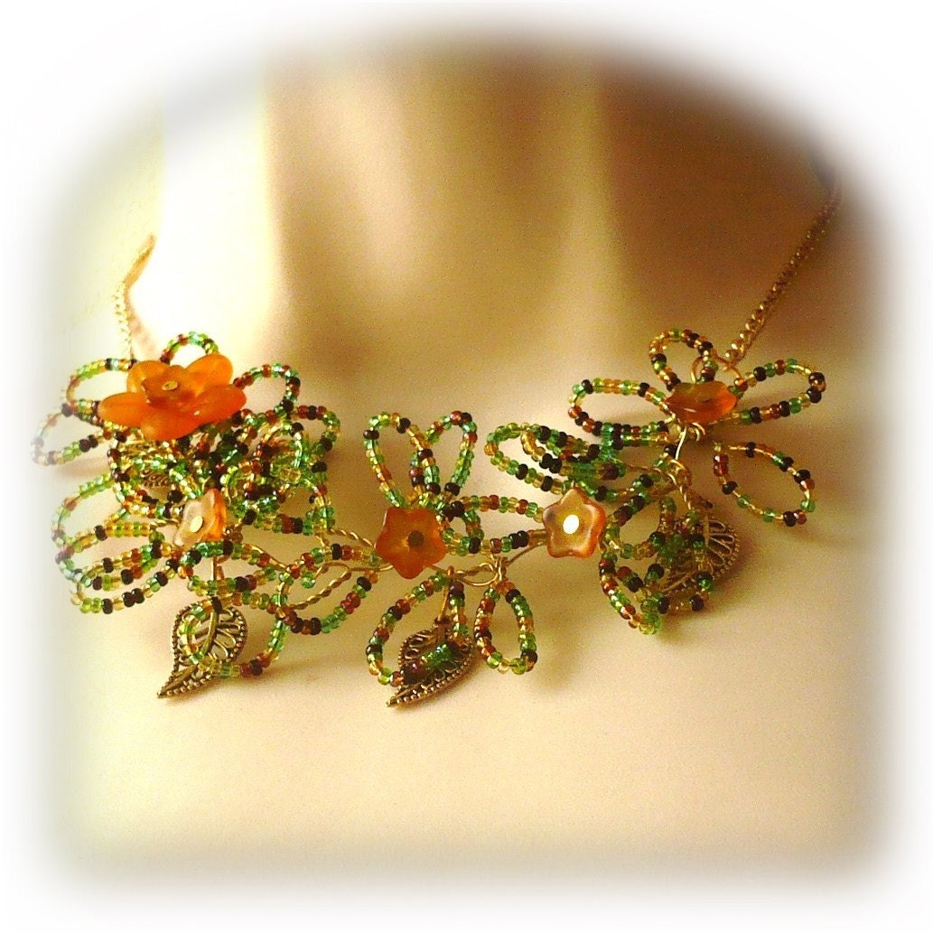 Autumn Flower Wire Wrapped Necklace