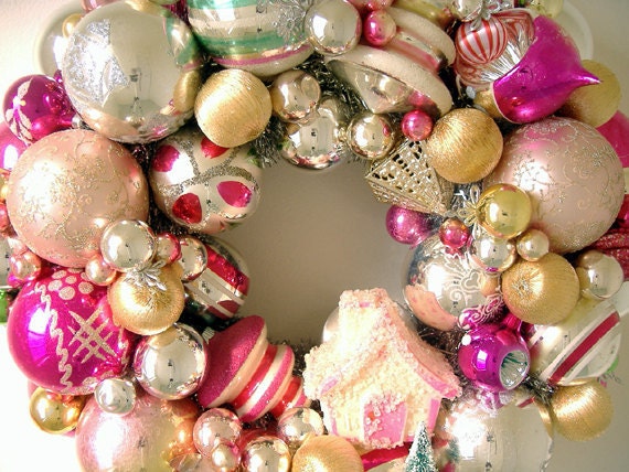 Vintage Christmas Ornaments Wreath Cottage