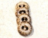Buttons Rustic Oatmeal Brown Set of 4 Stoneware 1/2 Inch - midnightcoiler