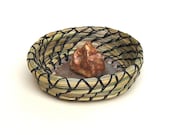 Coiled Basket Fragrant Sweetgrass Miniature Ring Dish Basket Your Head on a Platter Whimsical