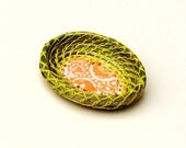 Coiled Basket Fragrant Sweetgrass Miniature Neon Ring Dish Basket Orange Ceramic Center
