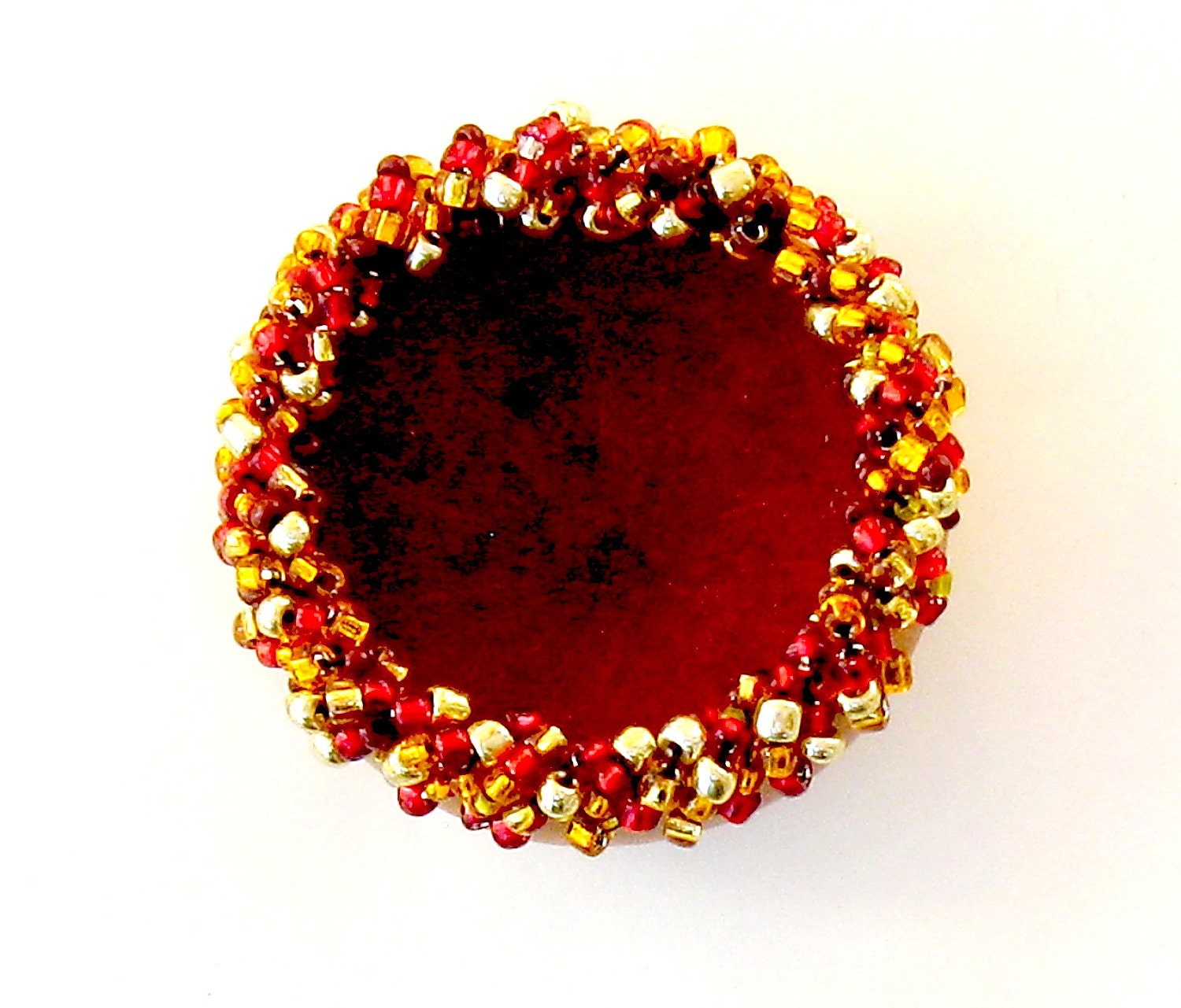 RESERVED For Debbi- KIT- Beaded Elegance Mini Bowl Gourd Red & Red, Gold Bead Mix