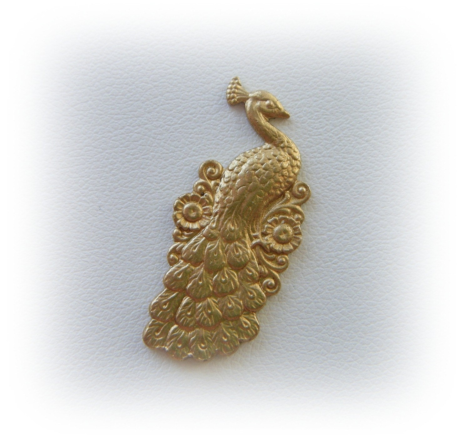2 Pc PEACOCK Brass Charms and Brass Jewelry Findings (BE)