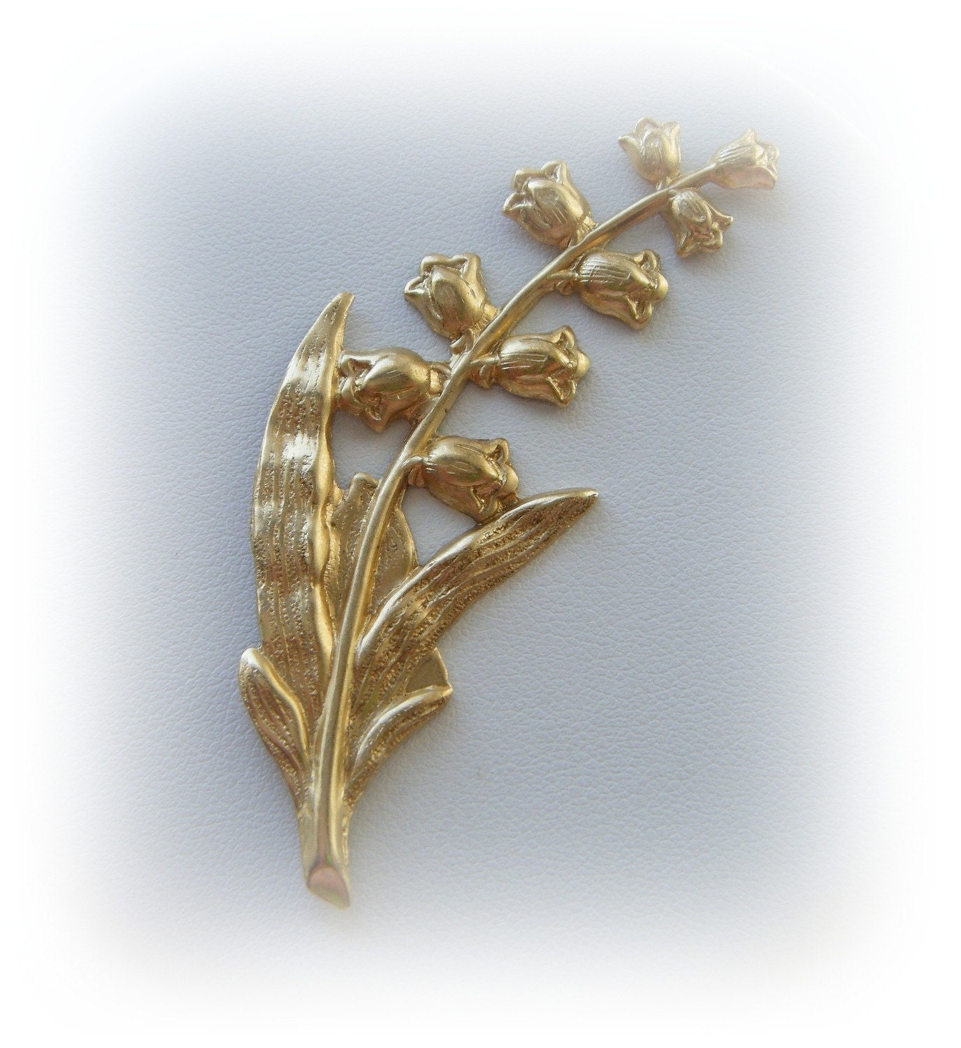 1 - Lily Of The Valley Flower Spray Raw Brass Jewelry Findings (BF)