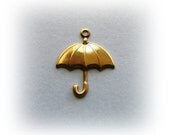 6 - UMBRELLA Raw Brass Charms and Jewelry Findings (BG)