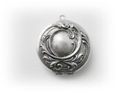 1 - Round RAISED SWIRL Locket Pendant Silver Ox Brass