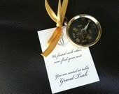 Small Pocket Compass Wedding Favors - Set of 75 with tag/ribbon