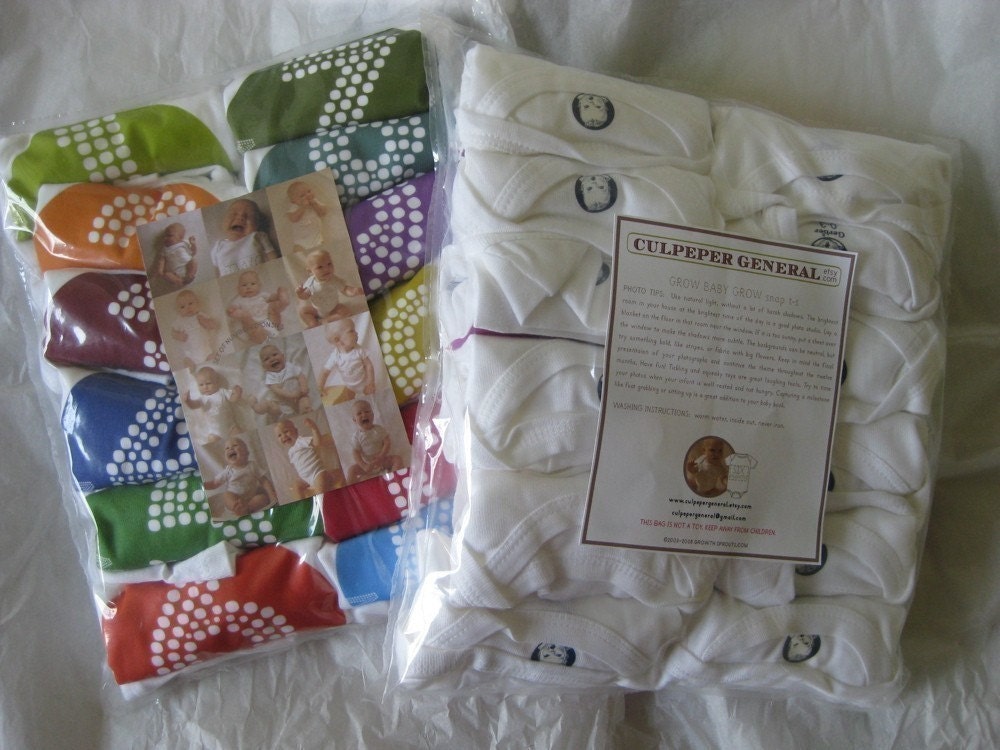 grow BABY grow 6 set of circle polka dot Onesies