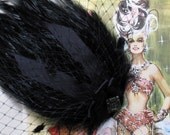Burlesque Black Veil And Feather Hair Clip