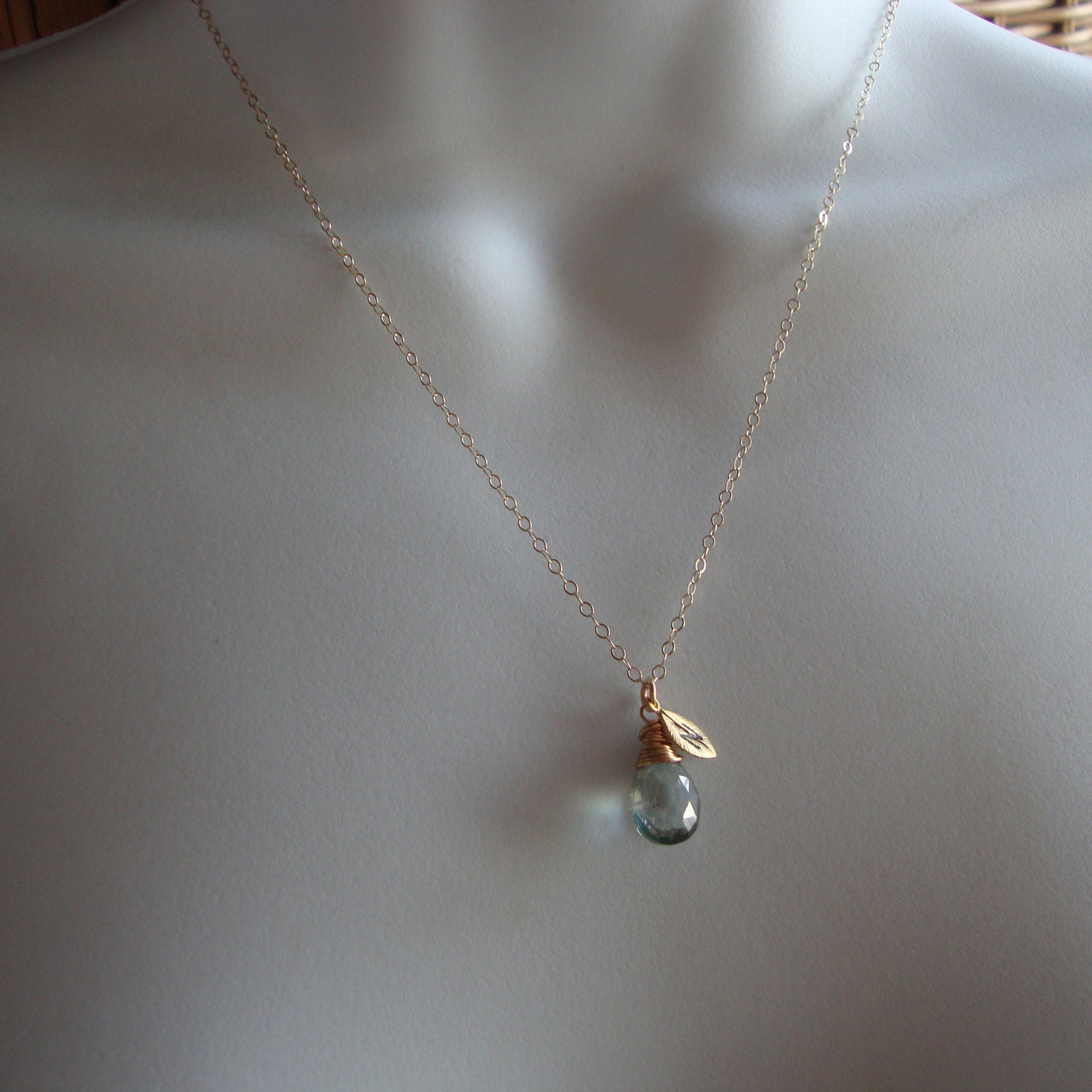 Three (3) Bridal Necklaces Hand Stamped Leaves, Gold Filled Chain, Wire Wrapped Mystic Quartz, Bridesmaids Wedding Jewelry