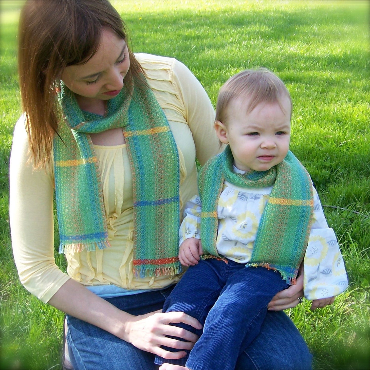 Spring Blossom Baby and Me Handwoven Scarf Set
