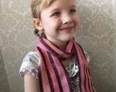 Chocolate Brown and Orange, Pink Stripes Handwoven Baby or Me Scarf