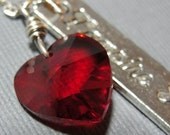 Vampire Girl with Red Swarovski Crystal Heart Necklace